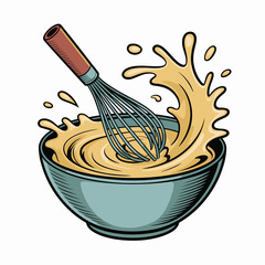 Mixing Batter with Whisk in a Bowl