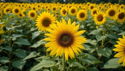 Bright Sunflower Garden Background Perfect for Cheerful Mobile Phone Wallpaper Design