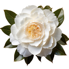 peony flower white bud top view, isolated on on white transparent background, top view, cut out png element.
