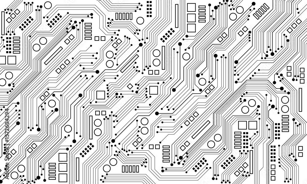 Poster abstract black circuit board technology connected lines electronics elements computer motherboard ch