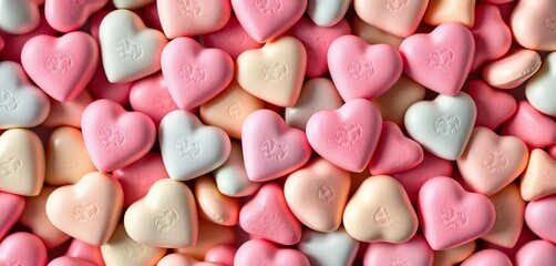Delightful seamless pattern of pastel heart candies  Perfect for Valentine's Day or wedding designs, spring, summer