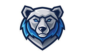 Majestic polar bear head embodies fierce strength with glowing blue eyes and bold lines