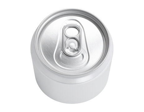 Top-Down View of 330ml Soda Can with Straw Hole, Smooth Matte Finish, Isolated on a Transparent Background&rdquo;