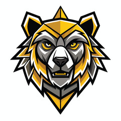 Fototapeta premium Gold and gray geometric bear head shows a unique modern logo creation