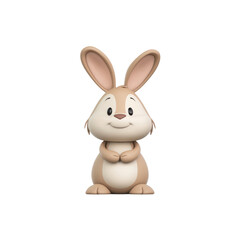 A cartoon rabbit sits upright, with a creamy brown and white color scheme