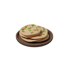 A stack of cartoon-styled naan bread on a plate