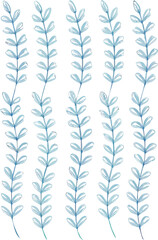 Watercolor Light Blue Floral Branches Seamless Pattern Design Element