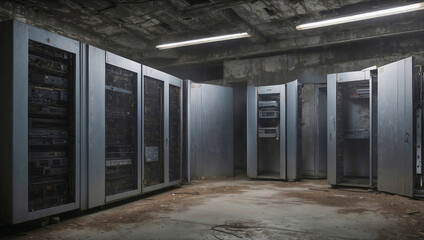 Obraz premium 廃墟になったサーバールーム