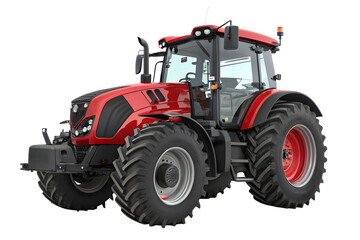 Obraz premium Modern Red Agricultural Tractor Isolated on White
