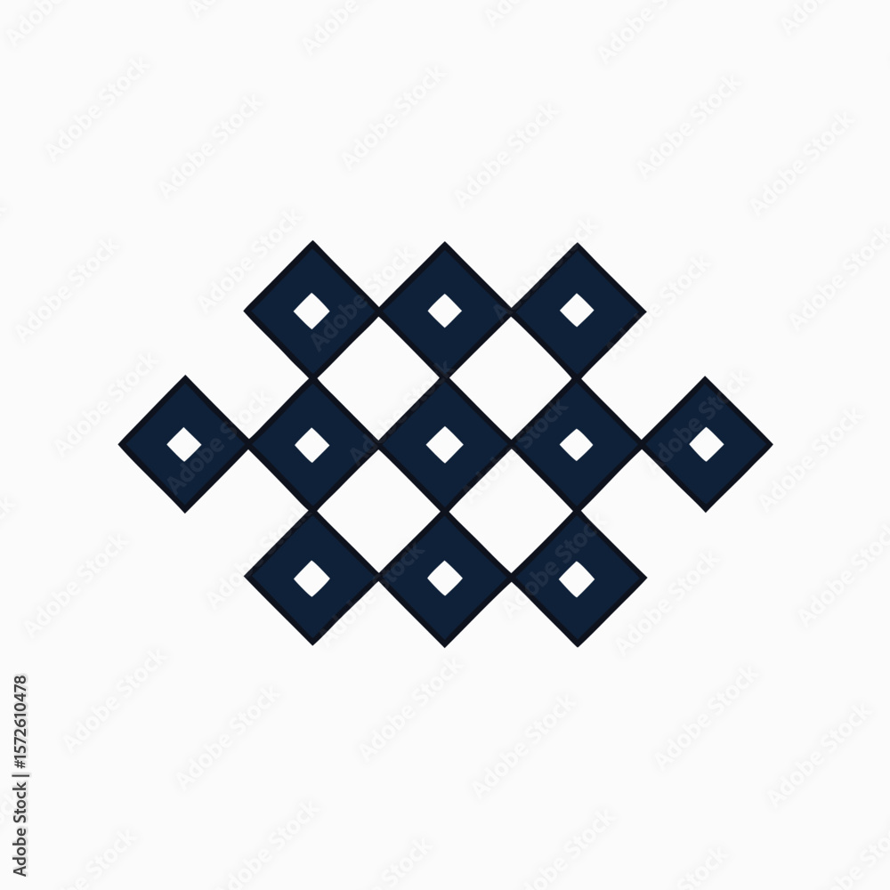 Poster abstract geometric pattern dark blue and white interlocking squares design element