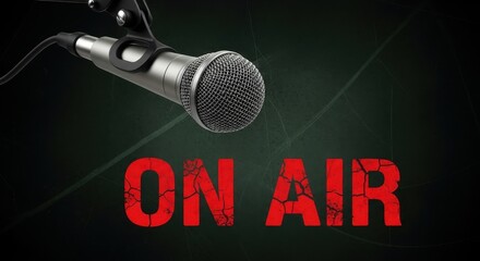 Microphone with On Air text on dark cracked background