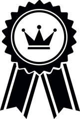 award ribbon badge icon vector with crown symbol for winner, achievement, and excellence