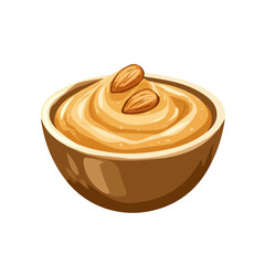 My Simple flat 2D illustration of a almond butter in bowl isolated on a white background, vector 2D design, icon, flat 2d illustration art, Eps painting, Vector set
