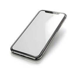 Sleek smartphone with blank screen, chrome edges, and subtle sha