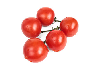Red cherry tomatoes isolated on a white background
