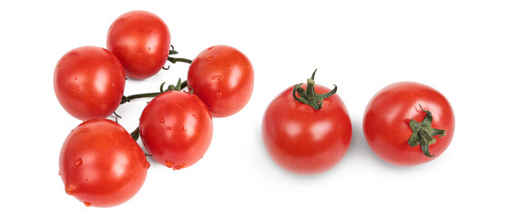 Red cherry tomatoes isolated on a transparent background