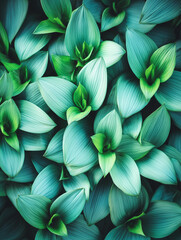 Lush green leaves creating a tropical pattern