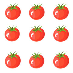 My Simple flat 2D illustration of an icon red tomatoes collection isolated on a white background, vector 2D design, icon, flat 2d illustration art, Eps painting, Vector set, vegetables