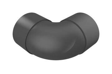Solid Black Plastic 90 Degree Pipe Elbow Fitting, Connector, Adapter Isolated on Transparent Background for Plumbing, Construction, HVAC, Industrial Projects - High Detail PNG Cutout Element Graphic