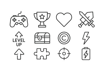 Fototapeta premium Game Icon Set in Outline Style