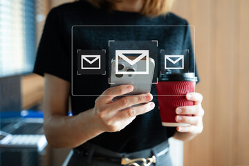 New email notification concept, business online communication, email communication, digital...