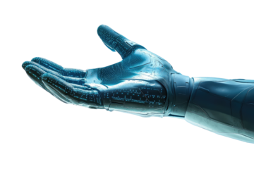 Futuristic robotic hand outstretched