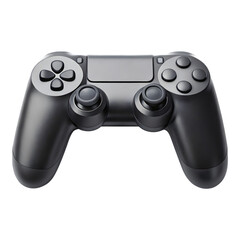 Modern black gaming controller with analog sticks and buttons isolated on transparent background