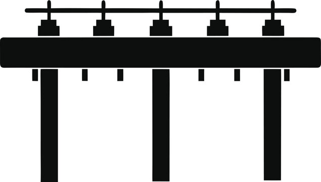 Busbar Vector Black Silhouette Illustration on White
