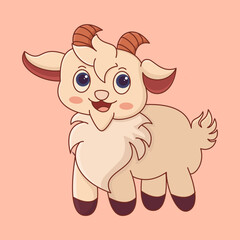 Fototapeta premium Cute Cartoon Baby Goat Mascot Vector Illustration – Adorable Farm Animal for Kids and Education