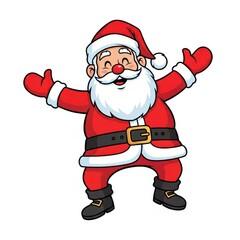 Cartoon Santa Claus with open arms on white background