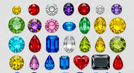 Stunning Array of Colorful Gemstones: A Dazzling Collection of Precious and Semi-Precious Jewels in Various Shapes and Hues