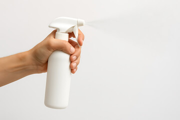 Hand Spraying White Plastic Spray Bottle with Mist