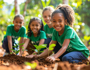 Children Planting Trees for a Sustainable Future, Young Environmentalists Contributing to a Greener Planet