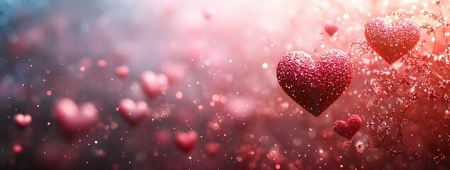 Sparkling Hearts on Delicate Branches in a Dreamy Valentine's Da