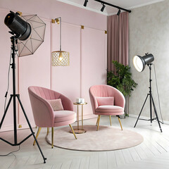 Elegant 3D Background with Soft Lighting Minimalist Pink Tones and Aesthetic High-Detail Props Design