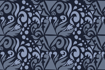 Seamless geometric and doodles line, traditional ikat pattern with earthy tones in geometric and tribal-inspired design. Ideal for textiles, wallpapers, and ethnic-themed projects.