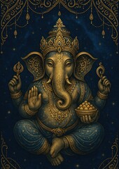 Fototapeta premium Intricate Ganesha illustration with symbolism.