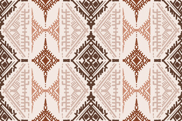 Seamless geometric and doodles line, traditional ikat pattern with earthy tones in geometric and tribal-inspired design. Ideal for textiles, wallpapers, and ethnic-themed projects.