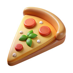 A pizza slice icon with cheese, pepperoni, and green herbs