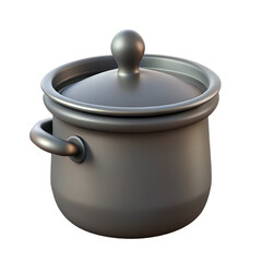 A pot icon with lid slightly ajar, dark gray with steam.