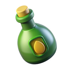 A bottle of olive oil icon with green tint and label