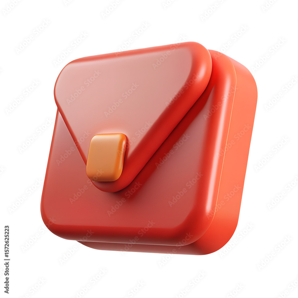 Poster red 3d mail inbox icon