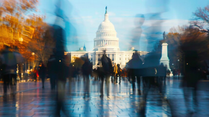 Obraz premium people and us capitol symbolize dynamic political shifts