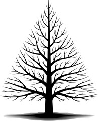 Obraz premium Christmas Tree Retro Vector | Black Silhouette Holiday Design