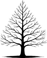 Obraz premium Christmas Tree Retro Vector | Black Silhouette Holiday Design
