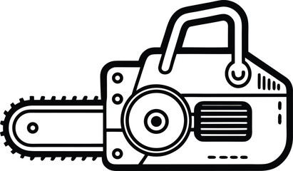 Simple Black Line Drawing of a Compact Electric Tool