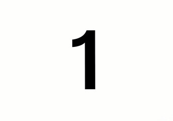 Bold Black Number One on White Background