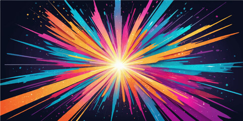 Abstract colorful background with an explosion of rainbow light, a bright, psychedelic digital art illustration © nur