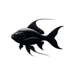 Detailed Illustration of a Realistic Silver Fish with Iridescent Scales, Side View on PNG  Background for Aquatic Life and Fishing Concepts