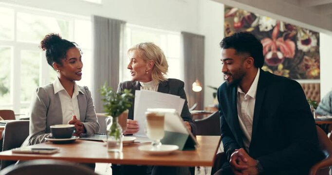 Policy, consulting or lawyers in meeting at office for legal contract, teamwork or court case research. Plan, paper or business people at law firm speaking to attorney, advisor or feedback review